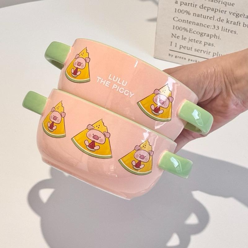 🔥現貨🔥川島屋 罐頭豬 LuLu豬 雙耳碗 陶瓷碗  濃湯碗 微波碗-細節圖3