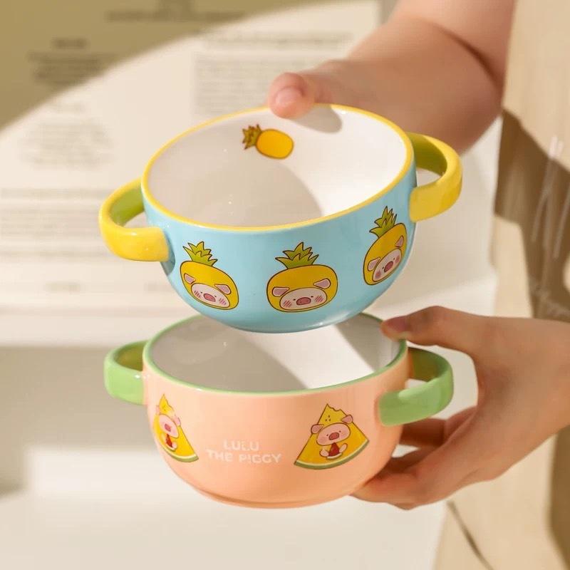 🔥現貨🔥川島屋 罐頭豬 LuLu豬 雙耳碗 陶瓷碗  濃湯碗 微波碗-細節圖5