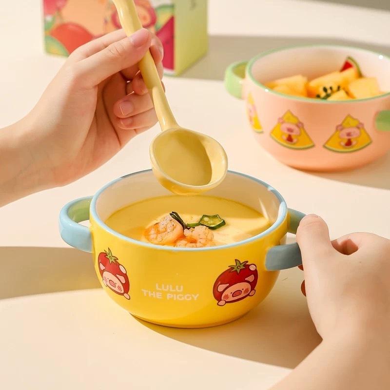 🔥現貨🔥川島屋 罐頭豬 LuLu豬 雙耳碗 陶瓷碗  濃湯碗 微波碗-細節圖7