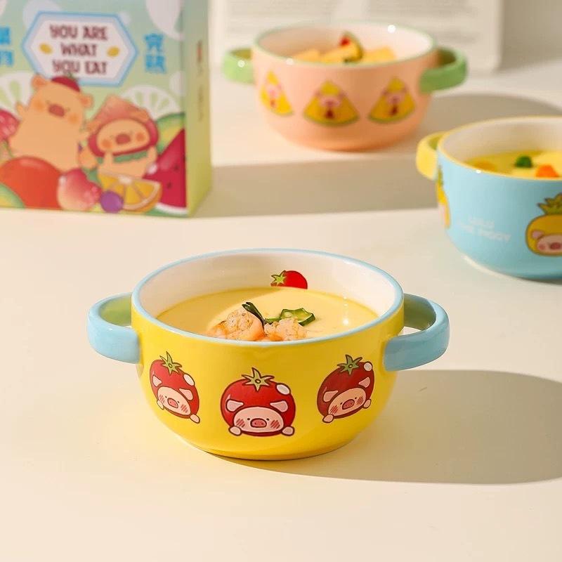 🔥現貨🔥川島屋 罐頭豬 LuLu豬 雙耳碗 陶瓷碗  濃湯碗 微波碗-細節圖8