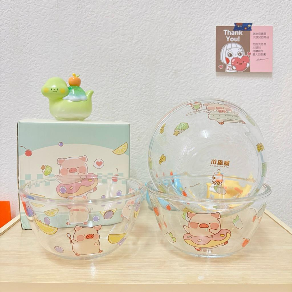 🔥現貨🔥川島屋 罐頭豬 LuLu豬 沙拉碗 玻璃沙拉碗 玻璃碗 水果碗 打蛋碗-細節圖3