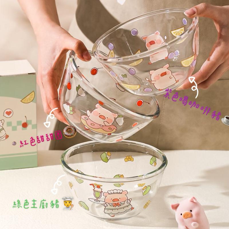 🔥現貨🔥川島屋 罐頭豬 LuLu豬 沙拉碗 玻璃沙拉碗 玻璃碗 水果碗 打蛋碗-細節圖4