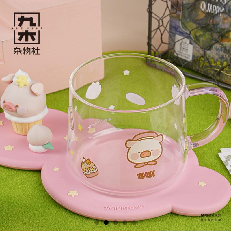 🔥現貨🔥九木雜物社 罐頭豬 LuLu豬 夏日果茶玻璃杯+杯墊 套裝-細節圖2