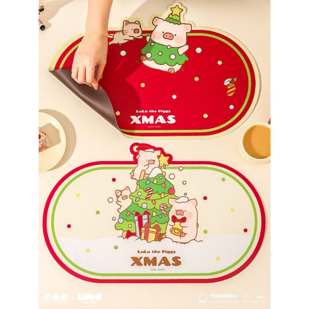 🔥現貨🔥川島屋 罐頭豬 LuLu豬 聖誕節隔熱餐墊 桌墊 碗盤墊-細節圖2