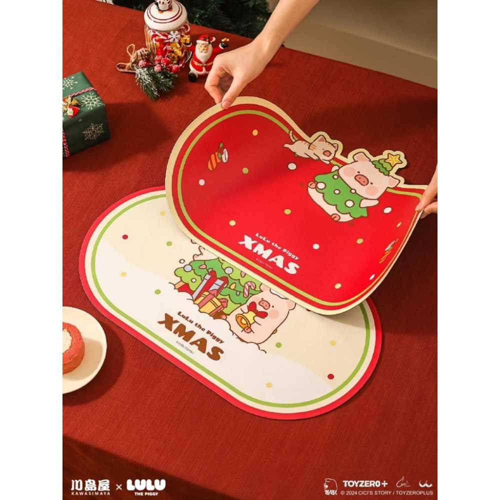 🔥現貨🔥川島屋 罐頭豬 LuLu豬 聖誕節隔熱餐墊 桌墊 碗盤墊-細節圖4