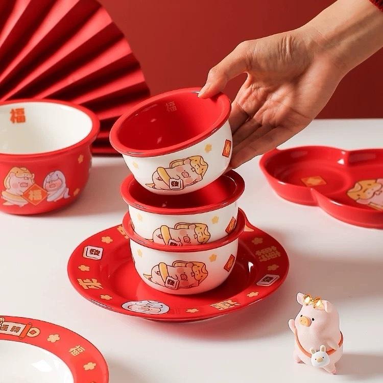 🔥預購🔥川島屋 罐頭豬 LuLu豬 新年碗盤 餐具 套裝 送禮自用 喬遷禮-細節圖3