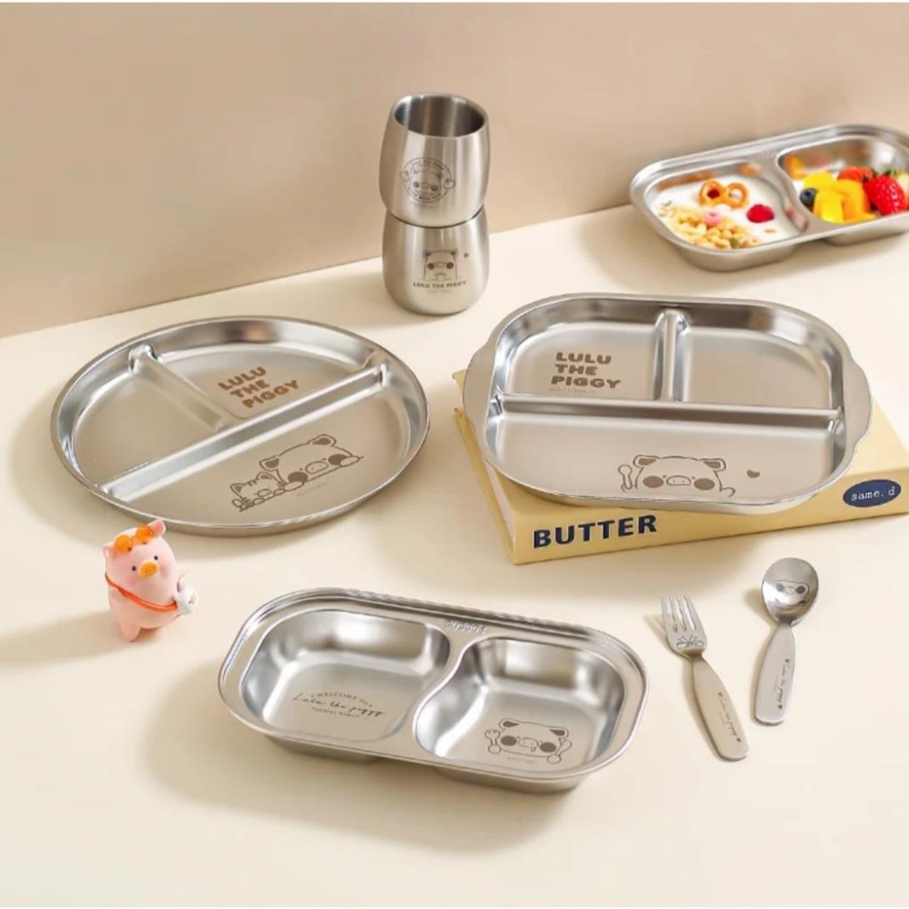 🔥現貨+預購🔥川島屋 罐頭豬 LuLu豬 餐盤 不鏽鋼盤 分隔餐盤 兒童餐盤-細節圖2