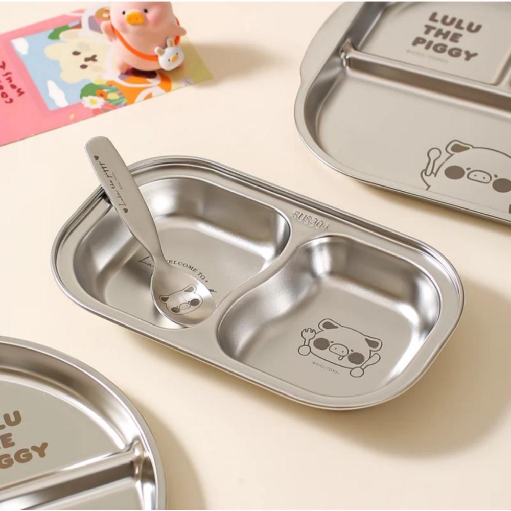 🔥現貨+預購🔥川島屋 罐頭豬 LuLu豬 餐盤 不鏽鋼盤 分隔餐盤 兒童餐盤-細節圖4
