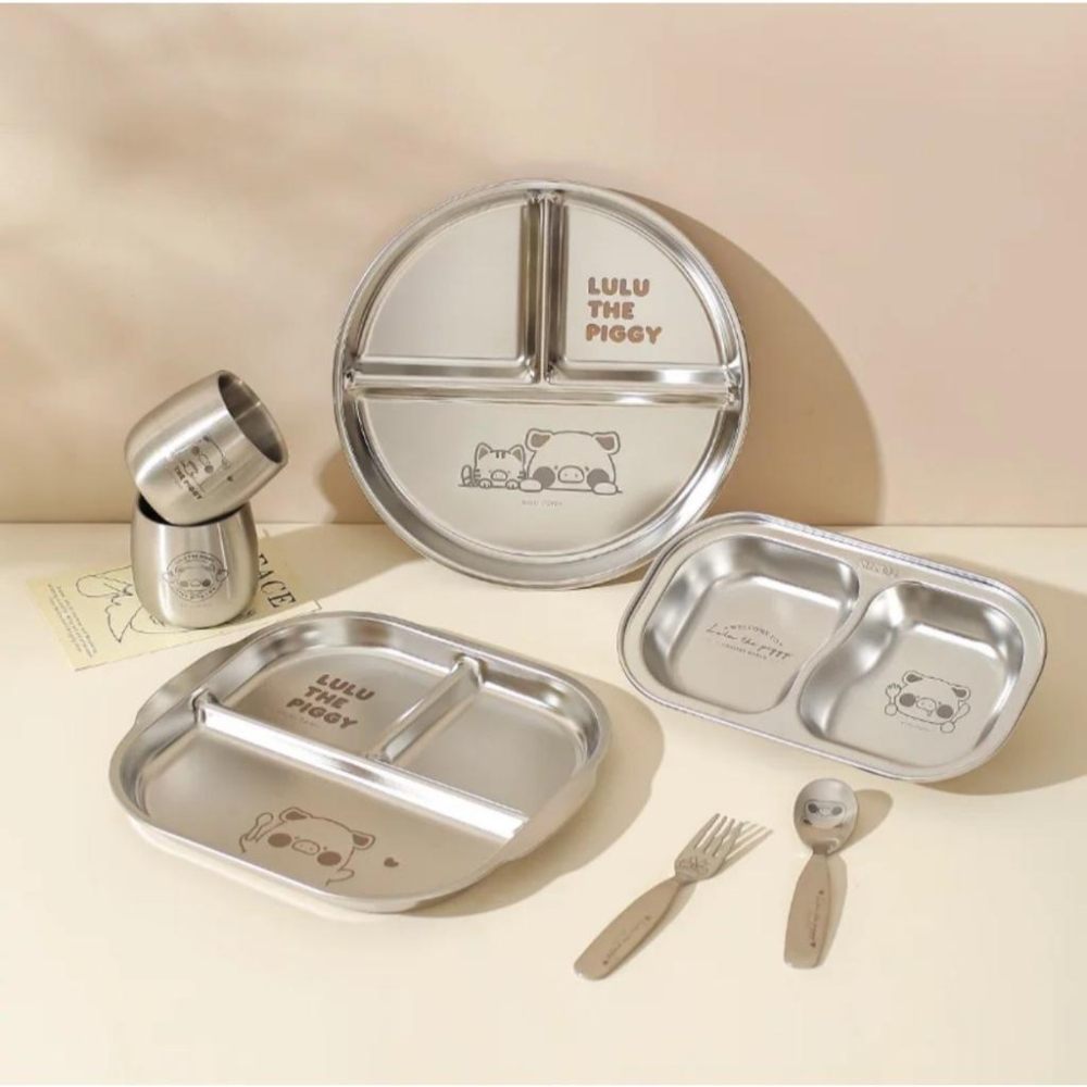 🔥現貨+預購🔥川島屋 罐頭豬 LuLu豬 餐盤 不鏽鋼盤 分隔餐盤 兒童餐盤-細節圖5