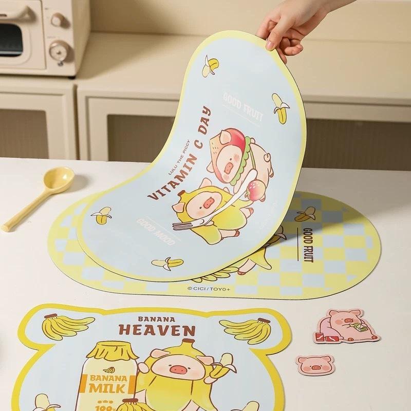 🔥現貨🔥川島屋 罐頭豬 LuLu豬 防水餐墊 防汙餐墊 可愛餐墊 隔熱餐墊 防滑餐墊-細節圖3