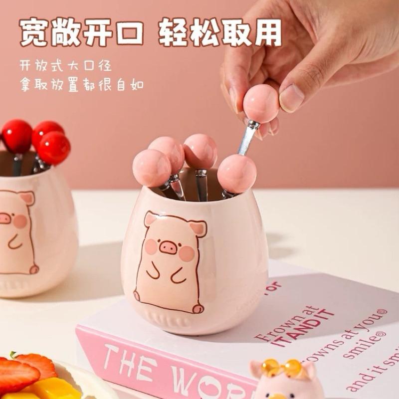 🔥現貨🔥川島屋 罐頭豬 LuLu豬 水果叉 甜品叉 不鏽鋼叉-細節圖5