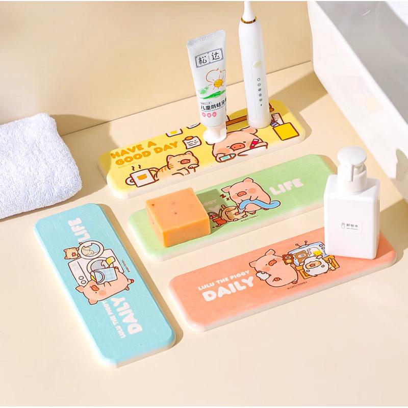 🔥現貨🔥川島屋 Lulu豬硅藻土吸水墊 浴室吸水 洗手台吸水-細節圖2