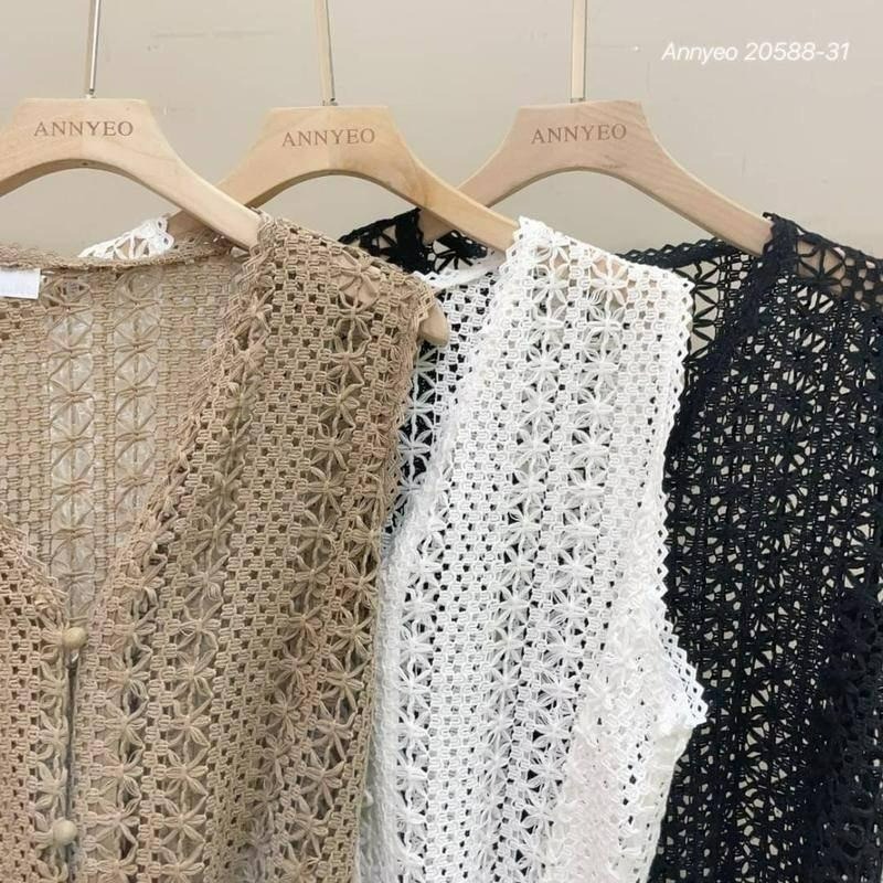 【C2076】波西米亞風無袖針織罩衫 鏤空針織上衣 防曬罩衫 針織罩衫 鏤空慵懶風針織罩衫-細節圖2