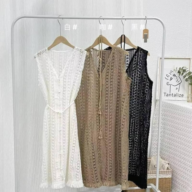 【C2076】波西米亞風無袖針織罩衫 鏤空針織上衣 防曬罩衫 針織罩衫 鏤空慵懶風針織罩衫-細節圖4