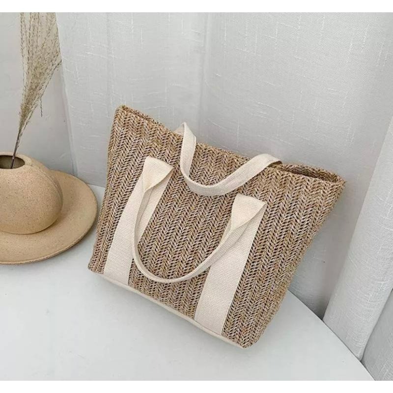 【E1059】編織包現貨 渡假感手提草編包 編織包 單肩包 沙灘包 手提包 百搭小包 草編包 質感小包-細節圖3