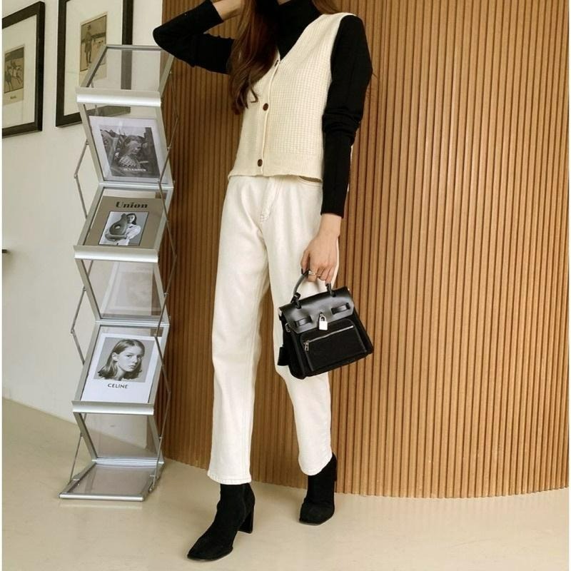 【C2062】 正韓回台 華夫格針織背心 開扣背心 百搭背心 保暖背心 親膚背心-細節圖7