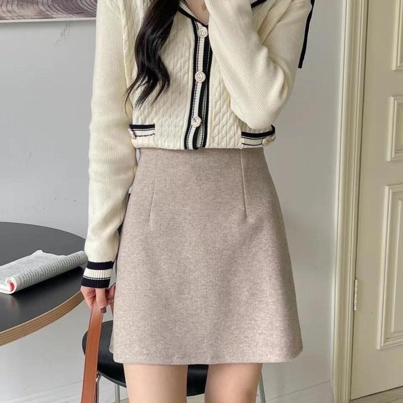 【D2064】 暖暖羊絨短裙 鬆緊腰短裙 俏皮百搭短裙 秋冬穿搭短裙-細節圖2