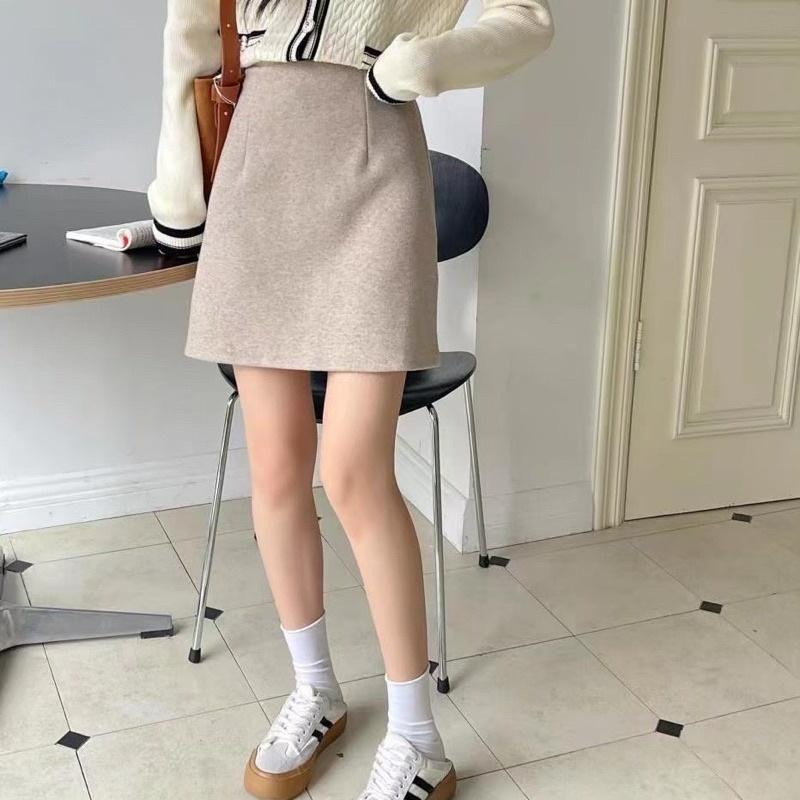 【D2064】 暖暖羊絨短裙 鬆緊腰短裙 俏皮百搭短裙 秋冬穿搭短裙-細節圖4