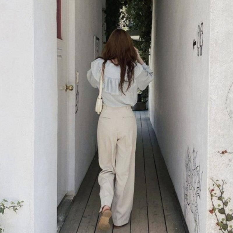 【B2101】韓系歐膩甜美荷葉邊襯衫 氣質上衣 開襟襯衫 春夏襯衫 溫柔風襯衫 透氣V領襯衫-細節圖8