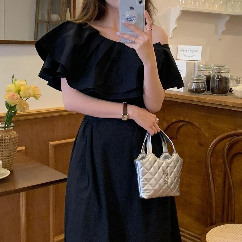 【A1096】氣質斜肩荷葉邊度假洋裝 海邊洋裝 顯瘦鎖骨洋裝 夏日洋裝 一件式洋裝 婚禮洋裝-細節圖6