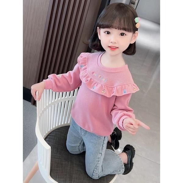 荷葉邊上衣 兒童長袖上衣 童裝 公主風上衣-細節圖2