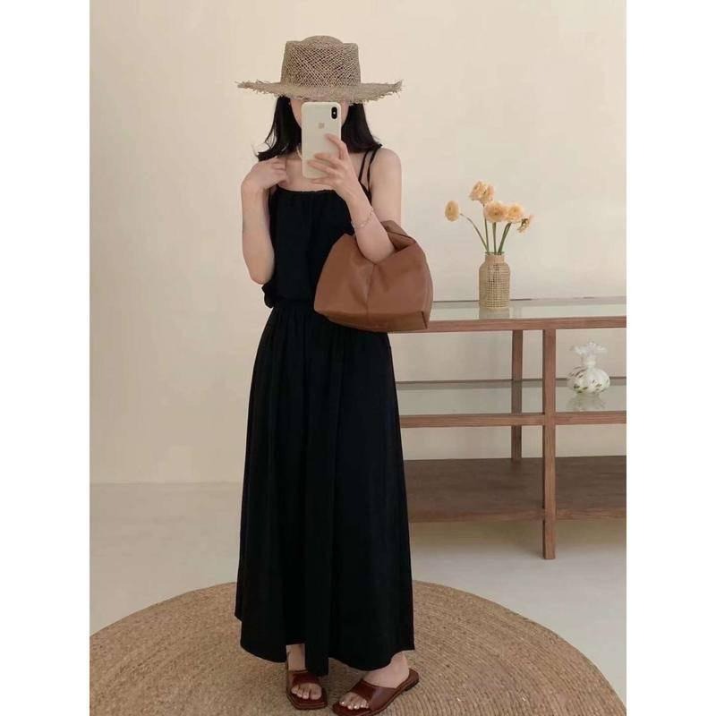 【D2092】渡假長洋 韓系渡假長裙洋裝 渡假洋裝 海邊洋裝 口袋長洋 背心洋裝 兩件式洋裝-細節圖3