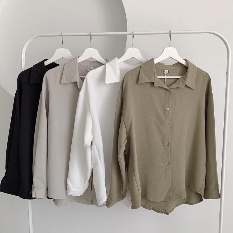 【B2051】華夫格長袖襯衫罩衫 高質感鬆餅格長襯 開襟襯衫 華夫格外套 防皺襯衫 寬鬆襯衫-細節圖2