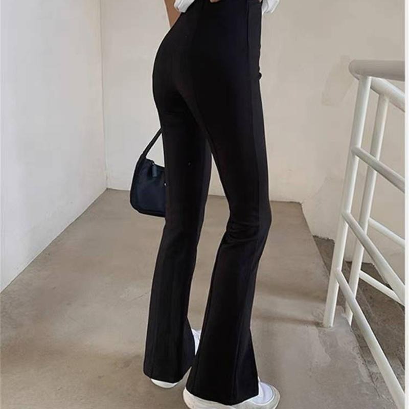 【D2074】韓妞涼感前開衩長褲 涼感褲 開岔長褲 美腿長褲  顯瘦長褲 夏天長褲 鬆緊腰圍長褲-細節圖5