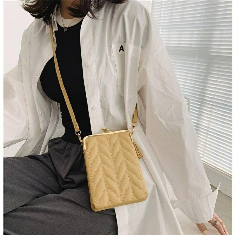 【E1049】百搭菱格紋小方包 小廢包 手機包 雙層 斜背包 零錢包-細節圖2