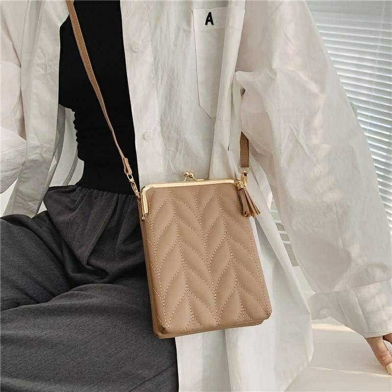 【E1049】百搭菱格紋小方包 小廢包 手機包 雙層 斜背包 零錢包-細節圖3