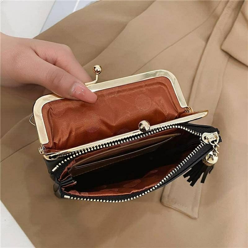 【E1049】百搭菱格紋小方包 小廢包 手機包 雙層 斜背包 零錢包-細節圖4