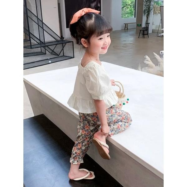 秋季套裝 可愛泡泡袖上衣 小碎花長褲 公主袖上衣-細節圖4