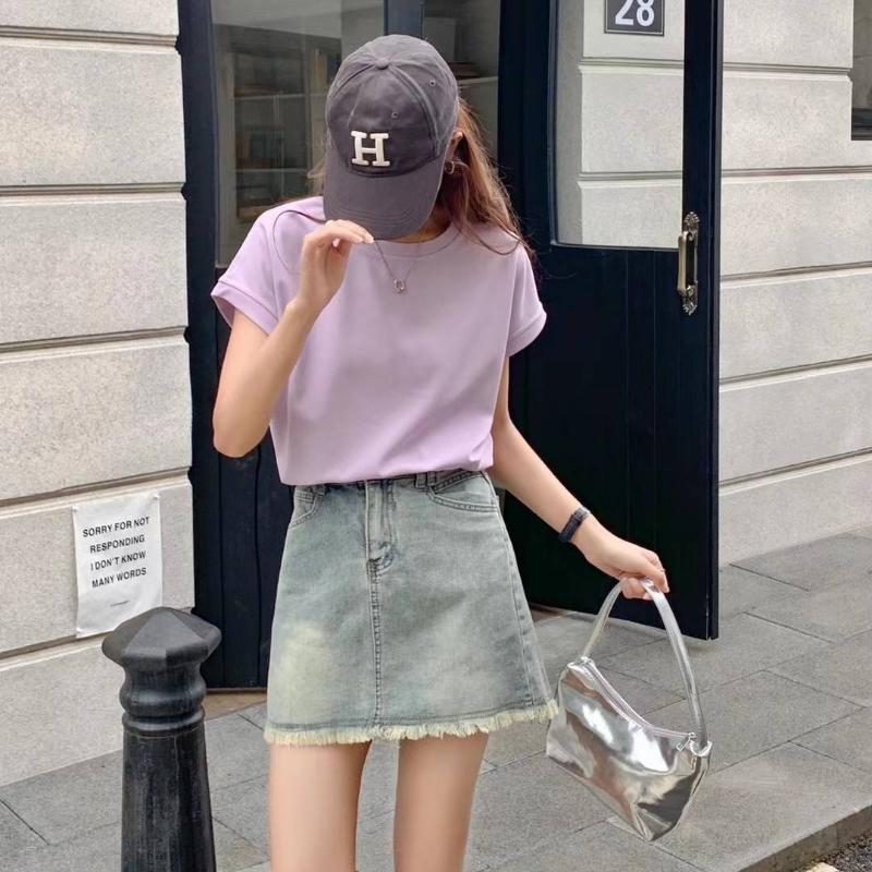 ［台灣出貨］B1058華夫格簡約上衣 短袖T 百搭上衣 素色上衣 寬鬆上衣 親膚上衣 夏天上衣-細節圖4