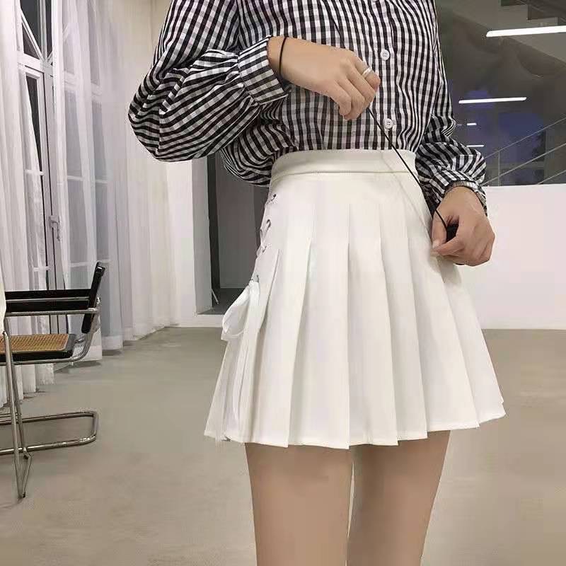 AS🤍 百褶裙 百搭 綁帶款 韓版 學院風半身裙 內襯 高腰-細節圖4