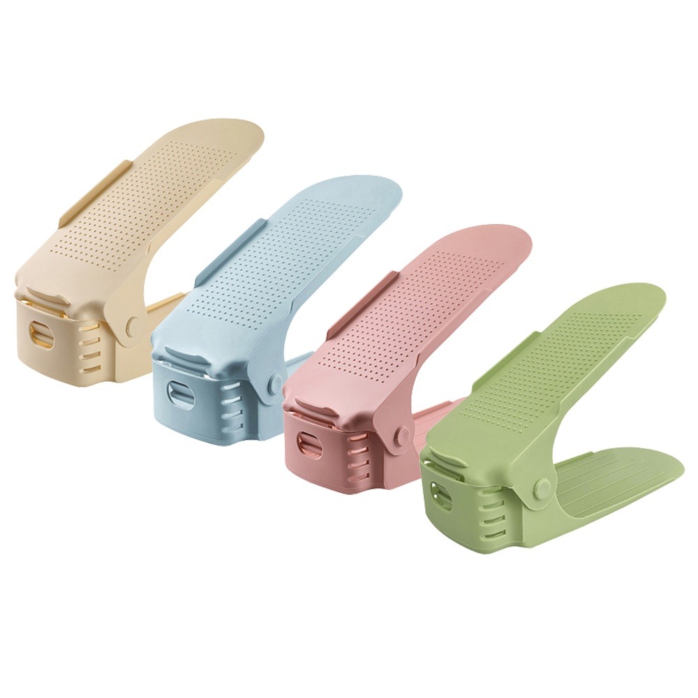 現貨 收納鞋架雙層鞋托  可調式鞋架 收納鞋架 四色馬卡龍 堆疊式 鞋子收納架 簡易鞋架-細節圖3