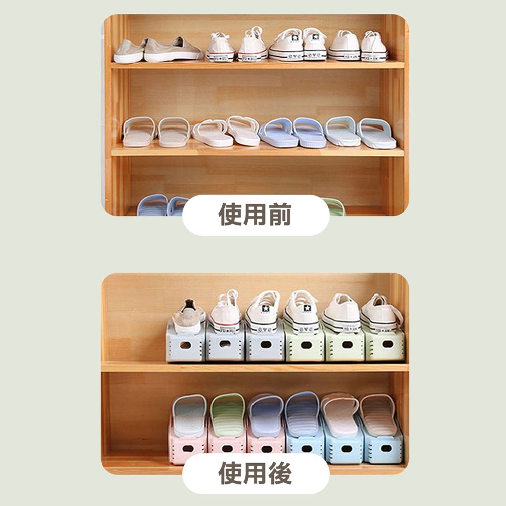 現貨 收納鞋架雙層鞋托  可調式鞋架 收納鞋架 四色馬卡龍 堆疊式 鞋子收納架 簡易鞋架-細節圖4