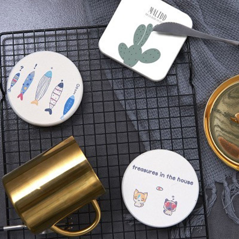 【台灣現貨】北歐風珪藻土吸水杯墊-細節圖3