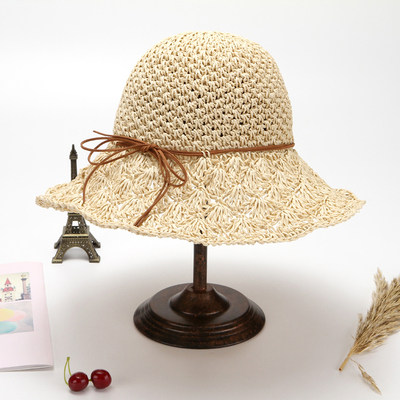 鉤織拉菲草防曬遮陽帽-規格圖3