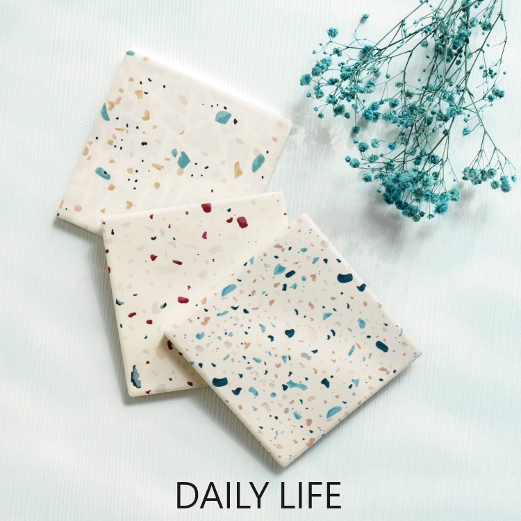 DAILY LIFE 珪藻土杯墊 水磨石花紋 矽藻土水杯墊-細節圖7