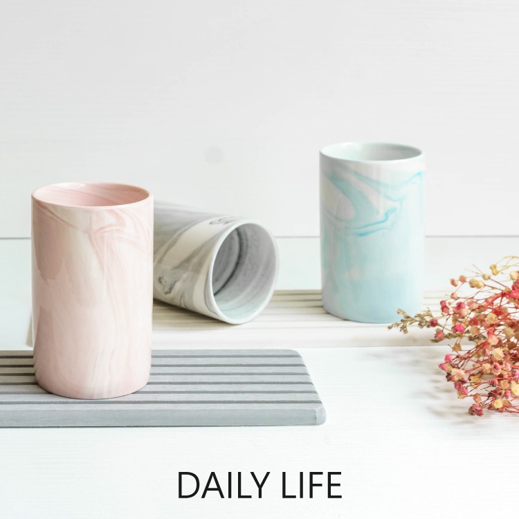 DAILY LIFE 陶瓷杯 水杯 漱口杯 牙刷杯 刷牙杯 洗漱杯 大理石纹 馬克杯 牛奶杯 情侶杯 日系盥洗 北歐風-細節圖7