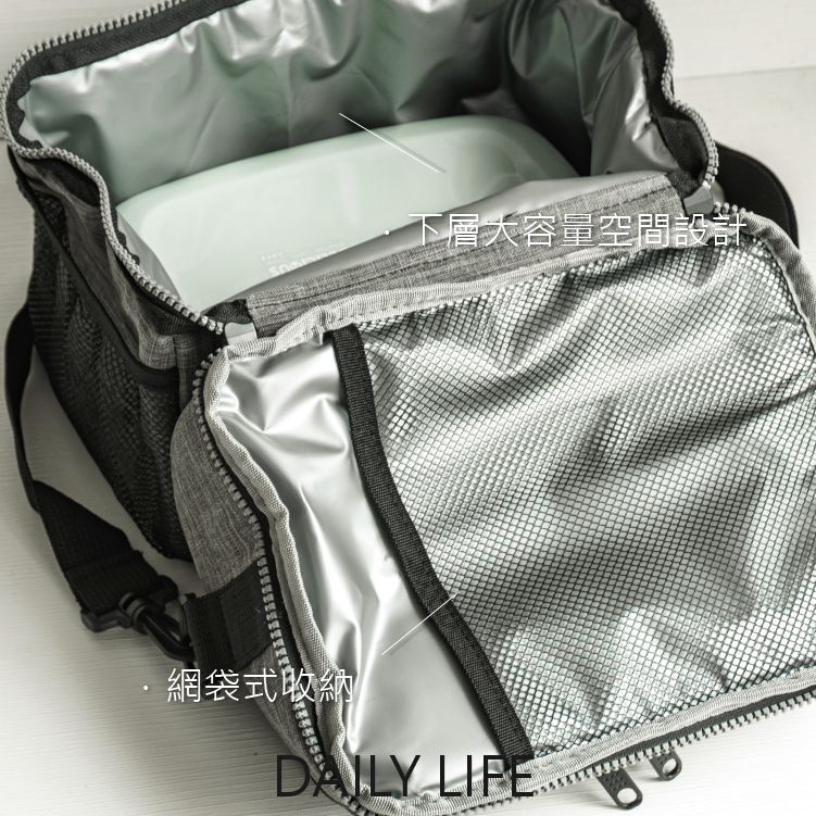 DAILY LIFE 雙層便當包 保溫保冷便當袋 大容量餐袋 肩背手提兩用 上班族學生便當包 野餐冷藏袋-細節圖5
