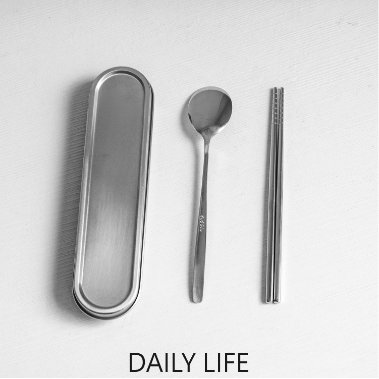 DAILY LIFE 304不鏽鋼餐具組便攜餐具組 筷子叉子湯匙 學生上班族適用-規格圖7