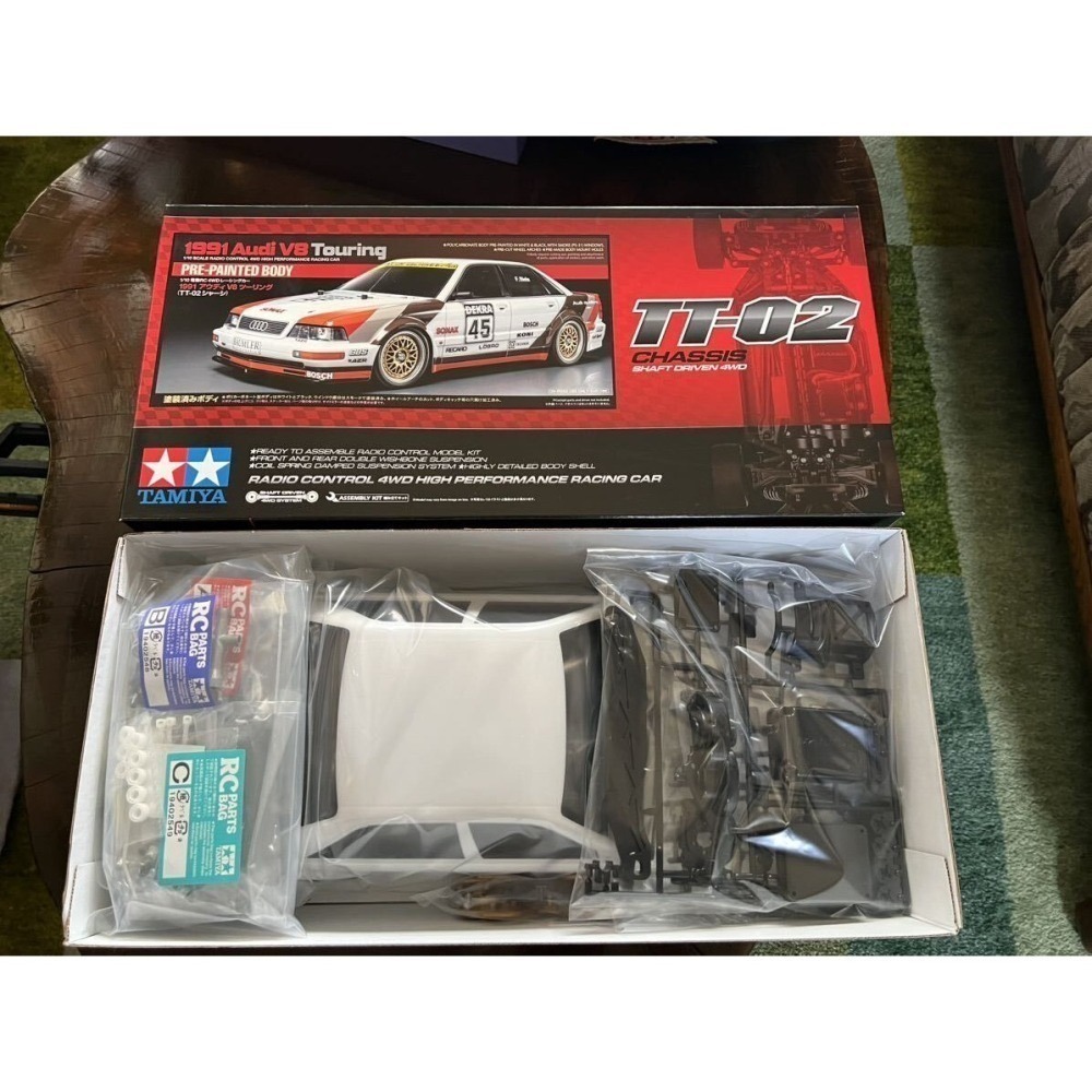 1/10 RC Tamiya TT-02 Audi 1991 V8 Touring 已塗裝底盤套件-細節圖6