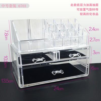 現貨✨ 化妝盒 彩妝盒收納盒化妝櫃 梳妝台 壓克力收納 唇膏口紅指甲油收納架 透明桌上盒-細節圖2