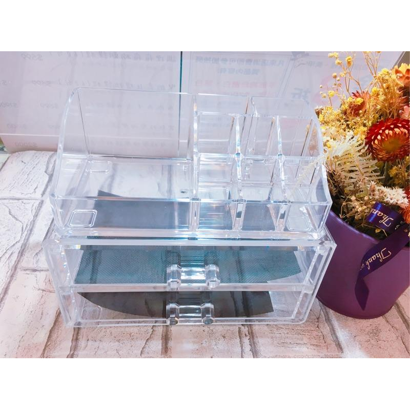 現貨✨ 化妝盒 彩妝盒收納盒化妝櫃 梳妝台 壓克力收納 唇膏口紅指甲油收納架 透明桌上盒-細節圖3