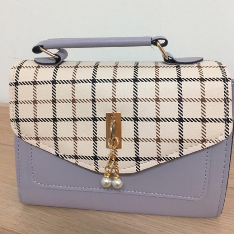 【sw.shop】🔥現貨實拍🔥韓版新款百搭手提包 單肩包格紋包 實拍圖 女包 小方包 側背包 女生包包 學生包-細節圖2