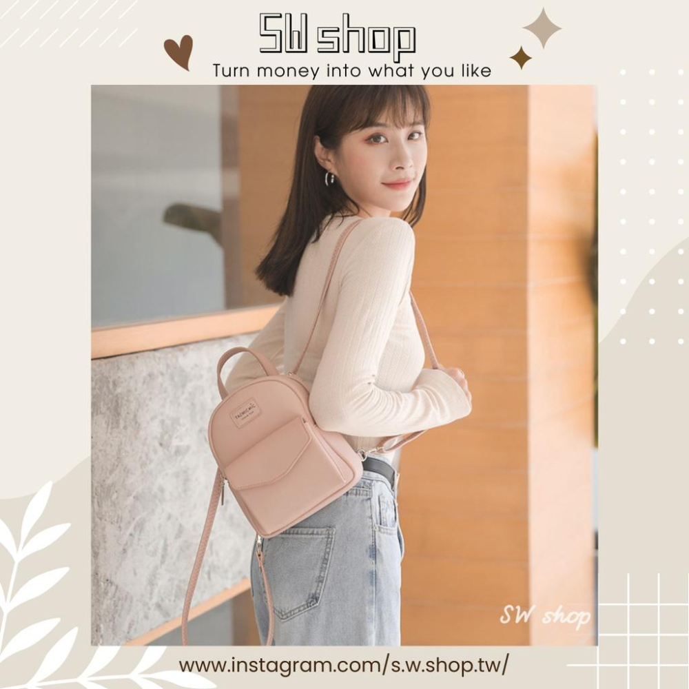 【sw.shop】🔥現貨+預購實拍🔥韓款素面後背包 2023新款 後背包 學生包 迷你包 女包 後背包 書包 寶寶藍-細節圖6