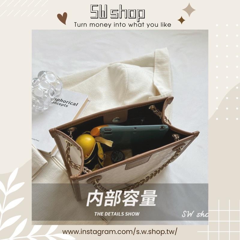 【sw.shop】🔥預購實拍🔥潮流復古托特鏈條包 2022新款 格菱包 斜背包 側背包 女包 單肩包 托特包 質感包-細節圖5