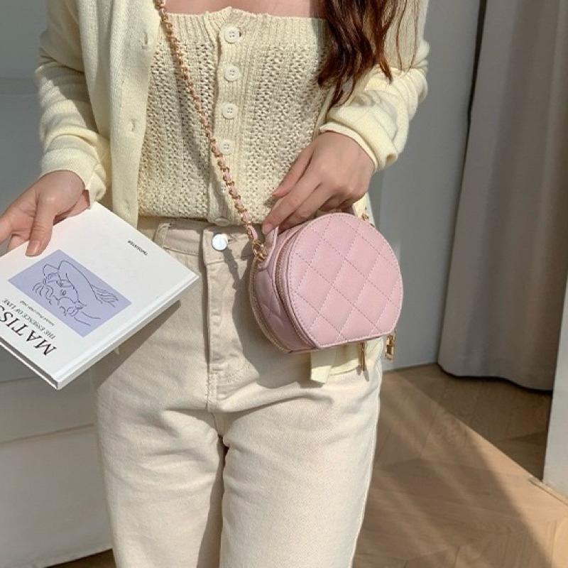 【sw.shop】🔥台灣出貨🔥小香風菱格小圓包 2024新款 格菱包 斜背包 側背包 女包 單肩包 小圓包 質感包-細節圖2