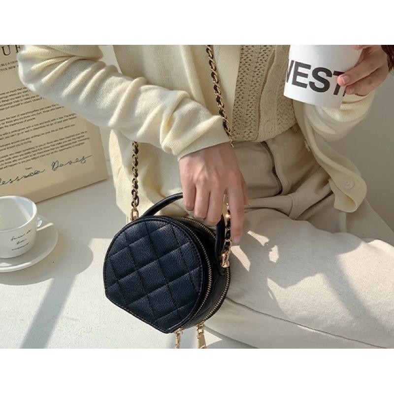 【sw.shop】🔥台灣出貨🔥小香風菱格小圓包 2024新款 格菱包 斜背包 側背包 女包 單肩包 小圓包 質感包-細節圖4